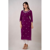 Kapadia - Magenta Rayon Womens Straight Kurti ( Pack of 1 ) - None