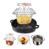 SRL Kitchen Product - Silver Steel Deep Frying Basket ( Pack of 1 ) - Silver