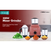 Croma 500 Watt 3 Jars Mixer Grinder (19000 RPM, Shock Proof Body)