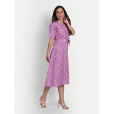 gufrina Cotton Blend Printed Midi Womens Fit & Flare Dress - Lavender ( Pack of 1 ) - None