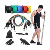 Resistance Band Set with Handles, Portable Toning Tubes with Door Anchor Bag and Ankle Straps Included Set - 11 , Pack of 1 - Multi Color