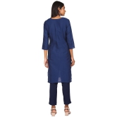 Karigari - Blue Cotton Blend Women's Straight Kurti ( Pack of 1 ) - None