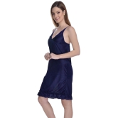 Madam - Blue Satin Womens Nightwear Nighty & Night Gowns ( Pack of 1 ) - None