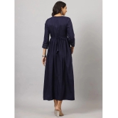 Juniper Cotton Embellished Ankle Length Womens A-line Dress - Navy Blue ( Pack of 1 ) - None