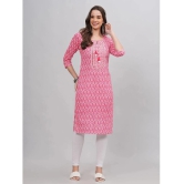 JC4U Cotton Printed Straight Womens Kurti - Pink ( Pack of 1 ) - None