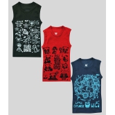 HAP Boys Multicolor Printed Vest | Tank top |Sleeveless Tshirt - Pack of 3  /Any Colour - None