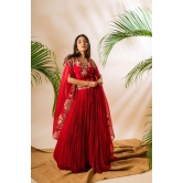 Embroidered Elegance: Anushka Gupta’s Couture Raw Silk Lehenga Set in Red