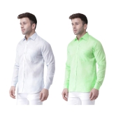 KLOSET By RIAG 100% Cotton Regular Fit Solids Full Sleeves Men's Casual Shirt - Fluorescent Green ( Pack of 2 ) - None