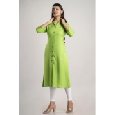 MAUKA - Green Rayon Women''s Front Slit Kurti ( Pack of 1 ) - None