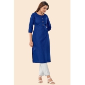 Glomee - Blue Cotton Womens Straight Kurti ( Pack of 1 ) - None