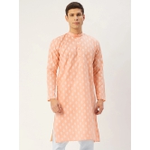 Jompers Mens Peach Cotton Floral printed kurta Only-XXL / Peach