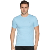 Dollar Cotton Blend Regular Fit Solids Round Half Sleeves Blue Men T-Shirt Single Pack - None