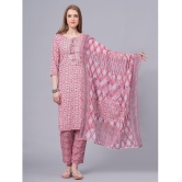 JC4U Cotton Printed Kurti With Pants Womens Stitched Salwar Suit - Pink ( Pack of 1 ) - None