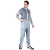 PENYAN PVC Transparent Sky Blue Rain Suit For Man With Cap - Freesize