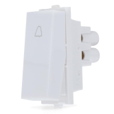 CONA 14011 Platinum Bell Push Modular Switch 10A White with Blue LED Indicator, Single |Door Bell|Electric Switches|ISI Marked Bell Switch for Home, Office, Shop,etc