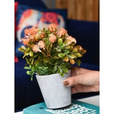 Orange & Green Artificial Flower with Pot - Cylindrical Shape