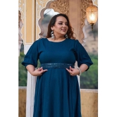 PrettyPlus by Desinoor.com Rayon Solid Midi Womens Fit & Flare Dress - Teal ( Pack of 1 ) - None