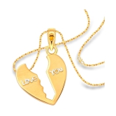 Vighnaharta Lovers Heart & Key CZ Gold and Rhodium Plated Alloy Pendant with Chain for Girls and Women - [VFJ1220PG] - Golden