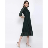 Selvia Net Green A- line Dress - - None