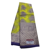 Green and Purple Floral Saree with Zari Border