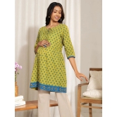 Janasya Green Cotton Maternity Tunics Single - 2XL