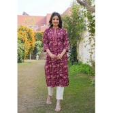 Vbuyz Cotton Printed Straight Womens Kurti - Purple ( Pack of 1 ) - None