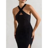 clafoutis Lycra Solid Full Length Womens Bodycon Dress - Black ( Pack of 1 ) - None