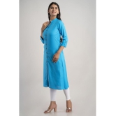 MAUKA - Blue Rayon Womens Front Slit Kurti ( Pack of 1 ) - None