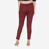 Women's Cotton Formal Trousers - Maroon Maroon L