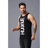 Husstle Printed Black Vest for Men 4XL