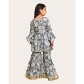 Girls Gharara Suite Set with Dupatta-Grey / 12 - 13 Years