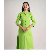 MAUKA - Green Rayon Women''s Front Slit Kurti ( Pack of 1 ) - None