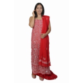 VASU INC. Handmade Lucknow Chikankari Red Unstitched Dress Material ms013