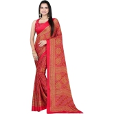 LEELAVATI - Red Crepe Saree With Blouse Piece ( Pack of 1 ) - Red