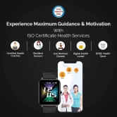 GOQii Newly Launched Smart Vital MAX HD Display Smart Watch with 5 lakhs Health Insurance & 1 lakh Life Insurance with SpO2, & Free 3 Months Personal Coaching