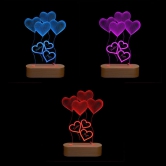 Personalized 3D Illusion Led Double Heart LED Lamp for Anniversary-Multicolor