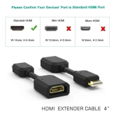 Lapster High Speed HDMI Extension Cable 10 cm for TV, Laptop (Black) - 1 Piece