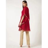 Pannkh - Red Georgette Womens Kaftan Kurti ( Pack of 1 ) - None