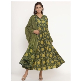 Angiya Green Cotton Anarkali Kurti - - XL