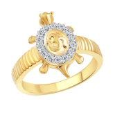 Vighnaharta Om Tortoise Gold and Rhodium Plated Ring - 12