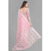 A TO Z CART Banarasi Silk Embellished Saree With Blouse Piece - Pink ( Pack of 1 ) - Pink