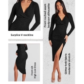 Addyvero Polyester Self Design Midi Womens Bodycon Dress - Black ( Pack of 1 ) - None