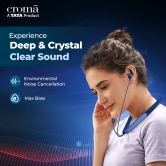 Croma Neckband with Environmental Noise Cancellation (IPX4 Water Resistant, Dual Device Pairing, Blue)