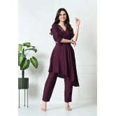 Desinoor.com Wine Embroidered Pant Top Set - None