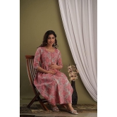 KASHVI Creation Women's Cotton Floral Printed Anarkali Maternity Feeding Kurti-Pink