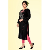 HAYA - Black Rayon Women''s Straight Kurti ( Pack of 1 ) - None