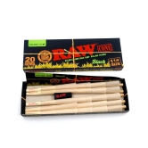 RAW Black Organic Hemp 1 1/4 Size Pre-Rolled Cones - Pack of 20