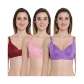 Kiran Enterprises Pack of 3 Cotton Non Padded Womens Minimizer Bra ( Multi Color ) - 36B