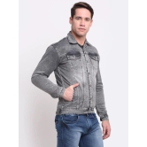 Rodamo Men Grey Slim Fit Washed Cotton Denim Jacket