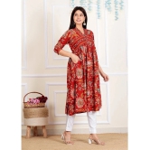 Vbuyz Cotton Printed Flared Womens Kurti - Red ( Pack of 1 ) - None